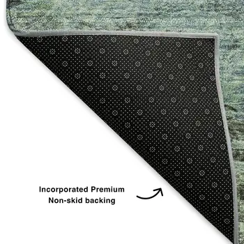 5' X 8' Green Brown And Ivory Abstract Washable Area Rug With UV Protection