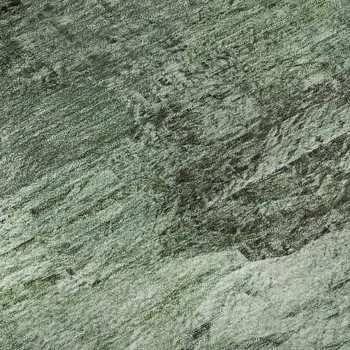 5' X 8' Green Brown And Ivory Abstract Washable Area Rug With UV Protection