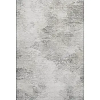 9' X 12' Silver And Gray Abstract Washable Area Rug With UV Protection