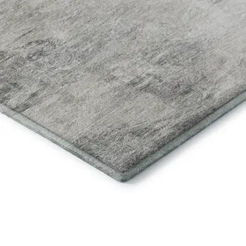 9' X 12' Silver And Gray Abstract Washable Area Rug With UV Protection