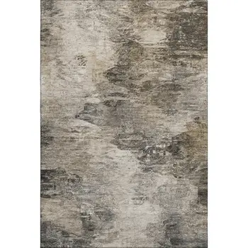 3' X 5' Taupe And Gray Abstract Washable Area Rug With UV Protection