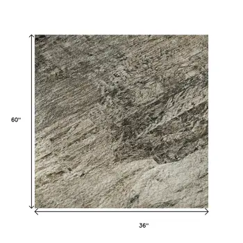 3' X 5' Taupe And Gray Abstract Washable Area Rug With UV Protection