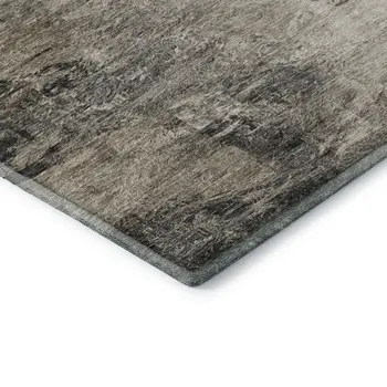 8' X 10' Taupe And Gray Abstract Washable Area Rug With UV Protection