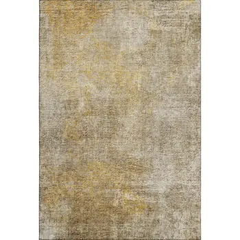 3' X 5' Beige And Ivory Abstract Washable Area Rug With UV Protection