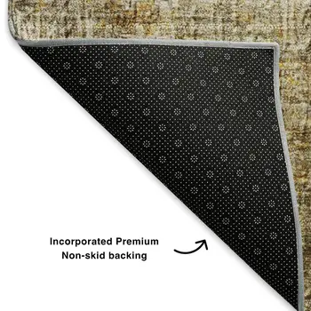 5' X 8' Beige And Ivory Abstract Washable Area Rug With UV Protection