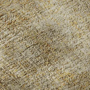 8' Beige And Ivory Abstract Washable Round Rug With UV Protection