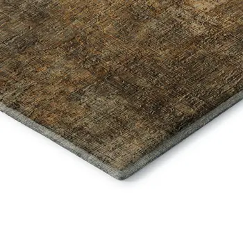 5' X 8' Brown And Beige Abstract Washable Area Rug With UV Protection