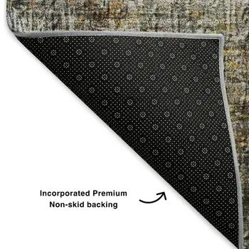 8' Gray And Copper Abstract Washable Round Rug With UV Protection