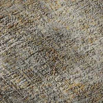 8' Gray And Copper Abstract Washable Round Rug With UV Protection