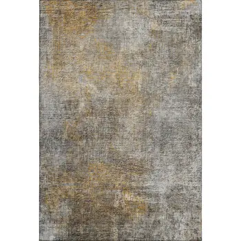 10' X 14' Gray And Copper Abstract Washable Area Rug With UV Protection