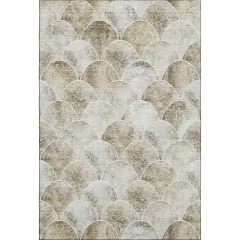 3' X 5' Beige Gray And Ivory Abstract Geometric Washable Area Rug With UV Protection