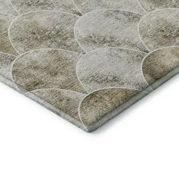 3' X 5' Beige Gray And Ivory Abstract Geometric Washable Area Rug With UV Protection
