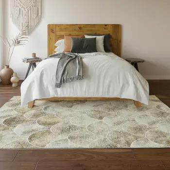 3' X 5' Beige Gray And Ivory Abstract Geometric Washable Area Rug With UV Protection