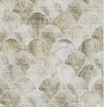 3' X 5' Beige Gray And Ivory Abstract Geometric Washable Area Rug With UV Protection