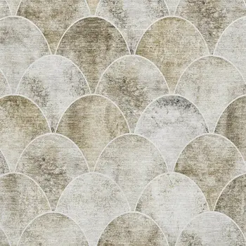 9' X 12' Beige Gray And Ivory Abstract Geometric Washable Area Rug With UV Protection