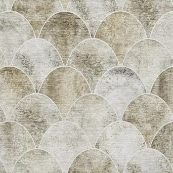 10' X 14' Beige Gray And Ivory Abstract Geometric Washable Area Rug With UV Protection