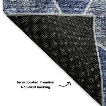 5' X 8' Blue Gray And Ivory Abstract Geometric Washable Area Rug With UV Protection
