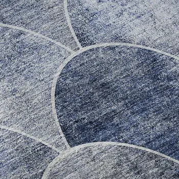 5' X 8' Blue Gray And Ivory Abstract Geometric Washable Area Rug With UV Protection