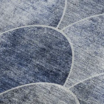 10' X 14' Blue Gray And Ivory Abstract Geometric Washable Area Rug With UV Protection