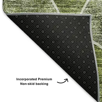 3' X 5' Green Gray And Ivory Abstract Geometric Washable Area Rug With UV Protection