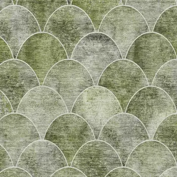 3' X 5' Green Gray And Ivory Abstract Geometric Washable Area Rug With UV Protection