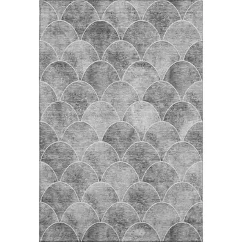5' X 8' Gray And Ivory Abstract Geometric Washable Area Rug With UV Protection