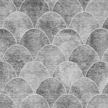 5' X 8' Gray And Ivory Abstract Geometric Washable Area Rug With UV Protection