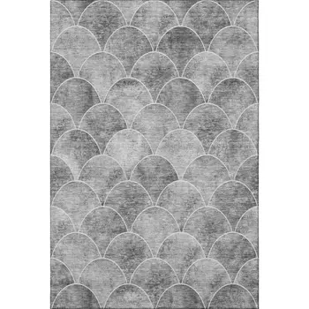 8' X 10' Gray And Ivory Abstract Geometric Washable Area Rug With UV Protection