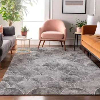 9' X 12' Gray And Ivory Abstract Geometric Washable Area Rug With UV Protection