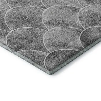 10' X 14' Gray And Ivory Abstract Geometric Washable Area Rug With UV Protection