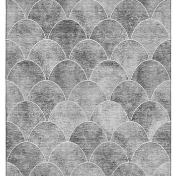 10' X 14' Gray And Ivory Abstract Geometric Washable Area Rug With UV Protection