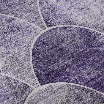 3' X 5' Purple And Ivory Abstract Geometric Washable Area Rug With UV Protection