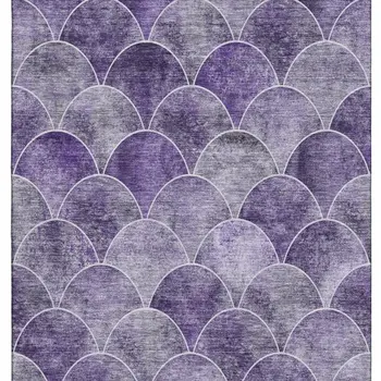 3' X 5' Purple And Ivory Abstract Geometric Washable Area Rug With UV Protection