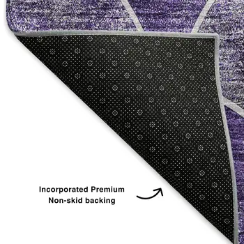 9' X 12' Purple And Ivory Abstract Geometric Washable Area Rug With UV Protection