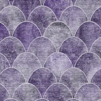 9' X 12' Purple And Ivory Abstract Geometric Washable Area Rug With UV Protection