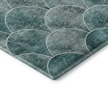 3' X 5' Teal And Ivory Abstract Geometric Washable Area Rug With UV Protection