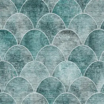 3' X 5' Teal And Ivory Abstract Geometric Washable Area Rug With UV Protection