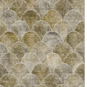 5' X 8' Taupe Gray And Ivory Abstract Geometric Washable Area Rug With UV Protection