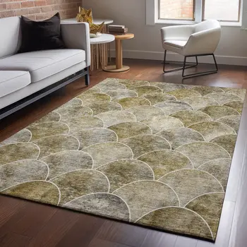 10' X 14' Taupe Gray And Ivory Abstract Geometric Washable Area Rug With UV Protection