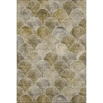 10' X 14' Taupe Gray And Ivory Abstract Geometric Washable Area Rug With UV Protection