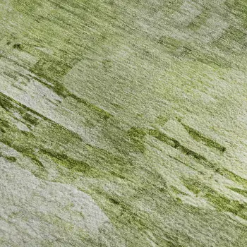 3' X 5' Artichoke Green And Ivory Abstract Washable Area Rug With UV Protection