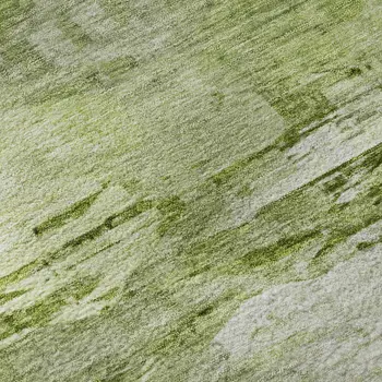 9' X 12' Artichoke Green And Ivory Abstract Washable Area Rug With UV Protection