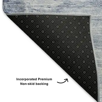 5' X 8' Blue And Ivory Abstract Washable Area Rug With UV Protection