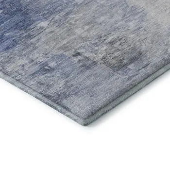 9' X 12' Blue And Ivory Abstract Washable Area Rug With UV Protection