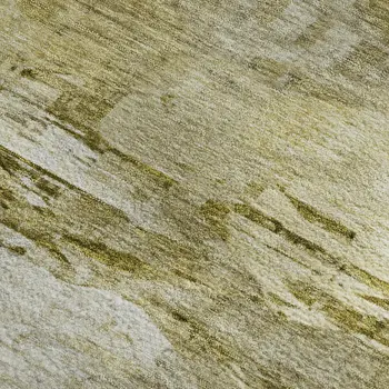 5' X 8' Gold And Ivory Abstract Washable Area Rug With UV Protection