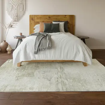 8' X 10' Ivory And Gray Abstract Washable Area Rug With UV Protection