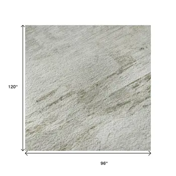 8' X 10' Ivory And Gray Abstract Washable Area Rug With UV Protection