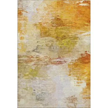 9' X 12' Chili Red And Ivory Abstract Washable Area Rug With UV Protection
