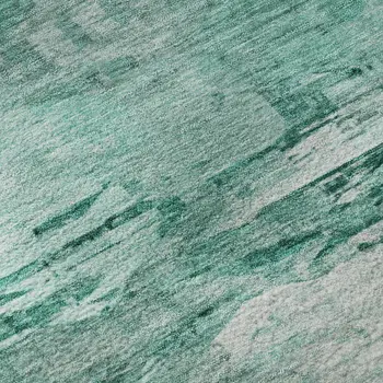 3' X 5' Teal And Ivory Abstract Washable Area Rug With UV Protection