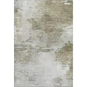 5' X 8' Taupe And Ivory Abstract Washable Area Rug With UV Protection